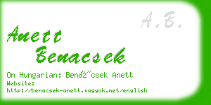 anett benacsek business card